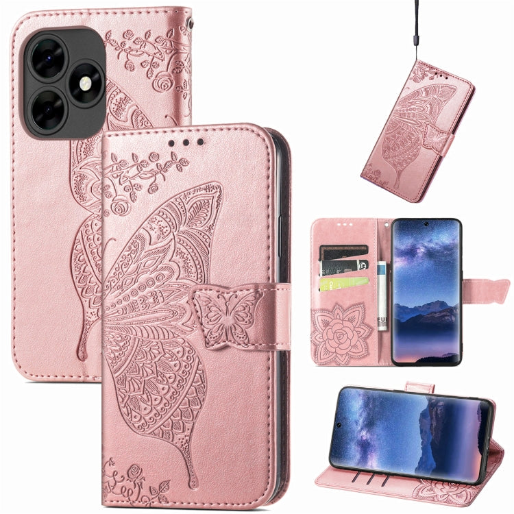 Butterfly Love Flower Embossed Leather Phone Case, For Tecno Spark 20 Pro+, For Tecno Spark 20 Pro, For Tecno Spark 20C, For Tecno Spark Go 2024, For Tecno Note 30 Pro, For Tecno Camon 20 Pro 5G, For Tecno Spark GO 2023, For Tecno Itel A70             ...