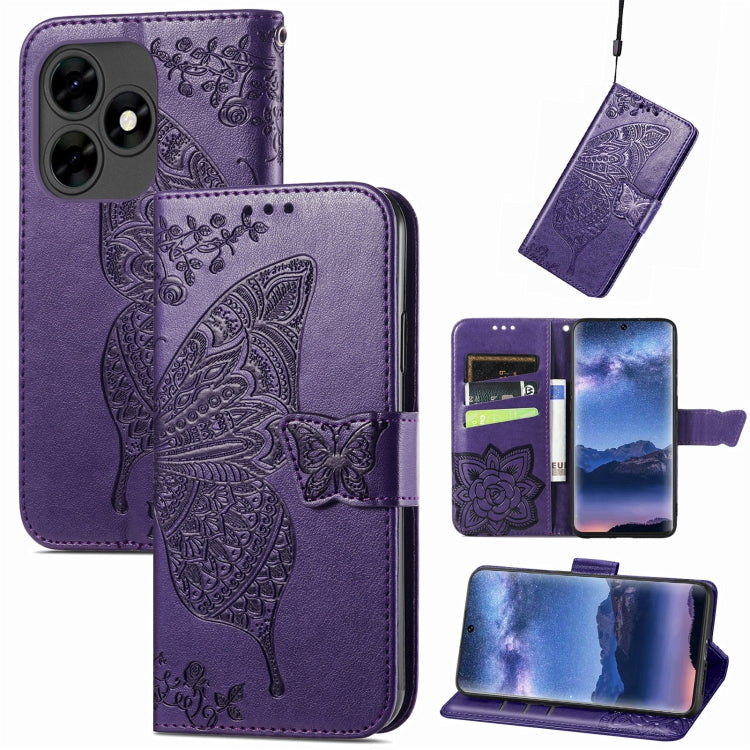 Butterfly Love Flower Embossed Leather Phone Case, For Tecno Spark 20 Pro+, For Tecno Spark 20 Pro, For Tecno Spark 20C, For Tecno Spark Go 2024, For Tecno Note 30 Pro, For Tecno Camon 20 Pro 5G, For Tecno Spark GO 2023, For Tecno Itel A70             ...