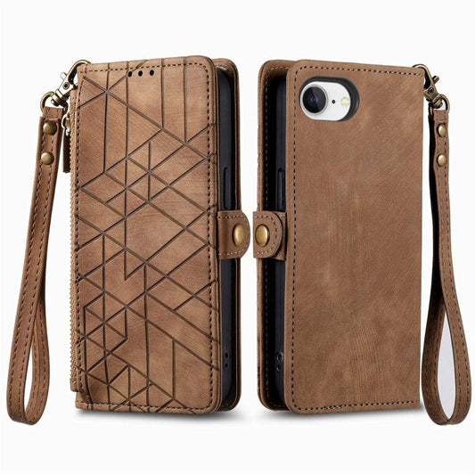 Geometric Zipper Wallet Side Buckle Leather Phone Case, For iPhone 17e / 16e, For iPhone 17 Pro Max, For iPhone 17 Pro, For iPhone 17, For iPhone Air, For iPhone 16 Pro Max, For iPhone 16 Pro, For iPhone 16 Plus, For iPhone 16, For iPhone 15 Pro Max   ...