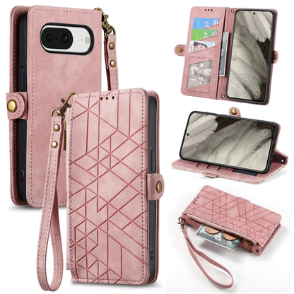 Geometric Zipper Wallet Side Buckle Leather Phone Case, For Google Pixel 10a, For Google Pixel 10 Pro XL, For Google Pixel 9a, For Google Pixel 9 Pro XL, For Google Pixel 8a, For Google Pixel 8 Pro, For Google Pixel 8, For Google Pixel 7a              ...