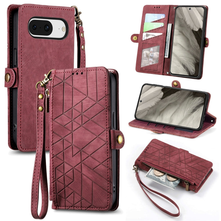 Geometric Zipper Wallet Side Buckle Leather Phone Case, For Google Pixel 10a, For Google Pixel 10 Pro XL, For Google Pixel 9a, For Google Pixel 9 Pro XL, For Google Pixel 8a, For Google Pixel 8 Pro, For Google Pixel 8, For Google Pixel 7a              ...
