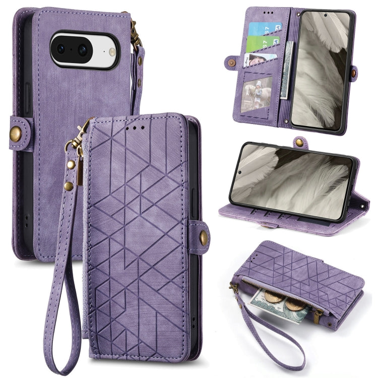 Geometric Zipper Wallet Side Buckle Leather Phone Case, For Google Pixel 10a, For Google Pixel 10 Pro XL, For Google Pixel 9a, For Google Pixel 9 Pro XL, For Google Pixel 8a, For Google Pixel 8 Pro, For Google Pixel 8, For Google Pixel 7a              ...