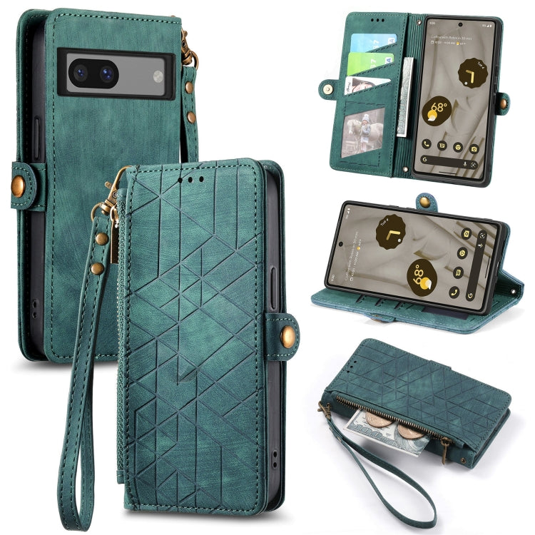 Geometric Zipper Wallet Side Buckle Leather Phone Case, For Google Pixel 10a, For Google Pixel 10 Pro XL, For Google Pixel 9a, For Google Pixel 9 Pro XL, For Google Pixel 8a, For Google Pixel 8 Pro, For Google Pixel 8, For Google Pixel 7a              ...