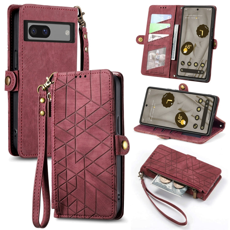 Geometric Zipper Wallet Side Buckle Leather Phone Case, For Google Pixel 10a, For Google Pixel 10 Pro XL, For Google Pixel 9a, For Google Pixel 9 Pro XL, For Google Pixel 8a, For Google Pixel 8 Pro, For Google Pixel 8, For Google Pixel 7a              ...