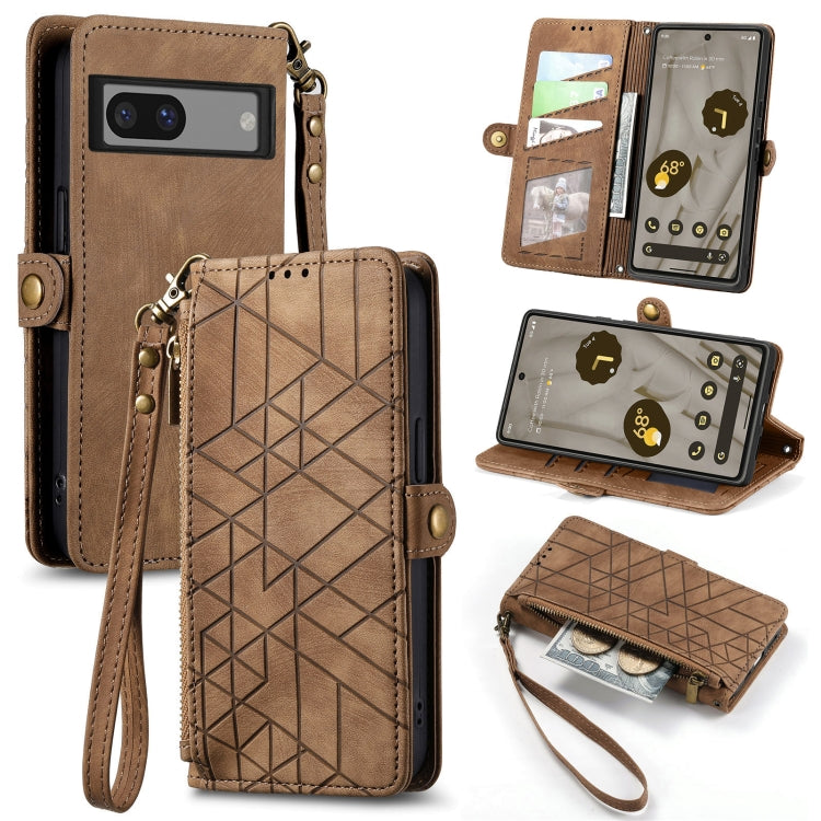Geometric Zipper Wallet Side Buckle Leather Phone Case, For Google Pixel 10a, For Google Pixel 10 Pro XL, For Google Pixel 9a, For Google Pixel 9 Pro XL, For Google Pixel 8a, For Google Pixel 8 Pro, For Google Pixel 8, For Google Pixel 7a              ...