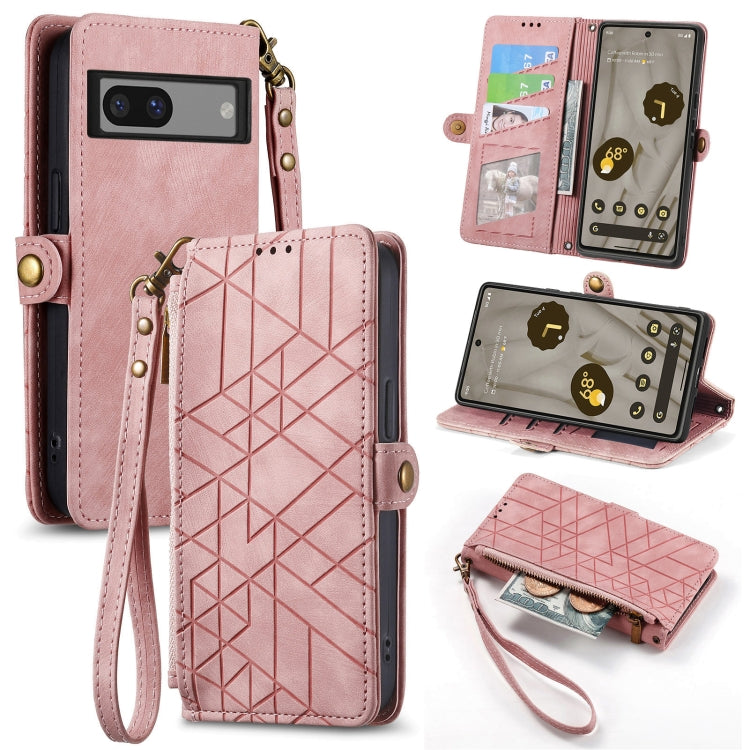 Geometric Zipper Wallet Side Buckle Leather Phone Case, For Google Pixel 10a, For Google Pixel 10 Pro XL, For Google Pixel 9a, For Google Pixel 9 Pro XL, For Google Pixel 8a, For Google Pixel 8 Pro, For Google Pixel 8, For Google Pixel 7a              ...