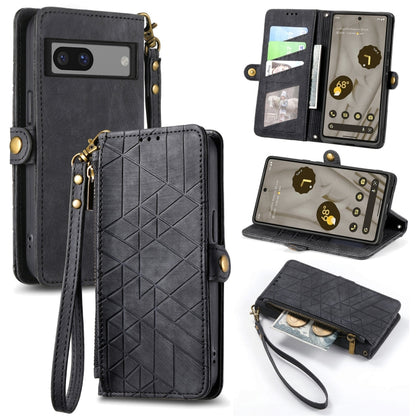 Geometric Zipper Wallet Side Buckle Leather Phone Case, For Google Pixel 10a, For Google Pixel 10 Pro XL, For Google Pixel 9a, For Google Pixel 9 Pro XL, For Google Pixel 8a, For Google Pixel 8 Pro, For Google Pixel 8, For Google Pixel 7a              ...