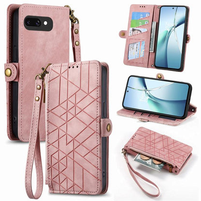 Geometric Zipper Wallet Side Buckle Leather Phone Case, For Google Pixel 10a, For Google Pixel 10 Pro XL, For Google Pixel 9a, For Google Pixel 9 Pro XL, For Google Pixel 8a, For Google Pixel 8 Pro, For Google Pixel 8, For Google Pixel 7a              ...