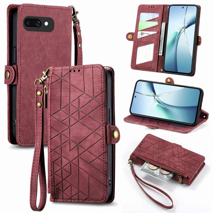 Geometric Zipper Wallet Side Buckle Leather Phone Case, For Google Pixel 10a, For Google Pixel 10 Pro XL, For Google Pixel 9a, For Google Pixel 9 Pro XL, For Google Pixel 8a, For Google Pixel 8 Pro, For Google Pixel 8, For Google Pixel 7a              ...