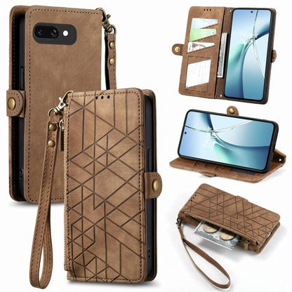 Geometric Zipper Wallet Side Buckle Leather Phone Case, For Google Pixel 10a, For Google Pixel 10 Pro XL, For Google Pixel 9a, For Google Pixel 9 Pro XL, For Google Pixel 8a, For Google Pixel 8 Pro, For Google Pixel 8, For Google Pixel 7a              ...