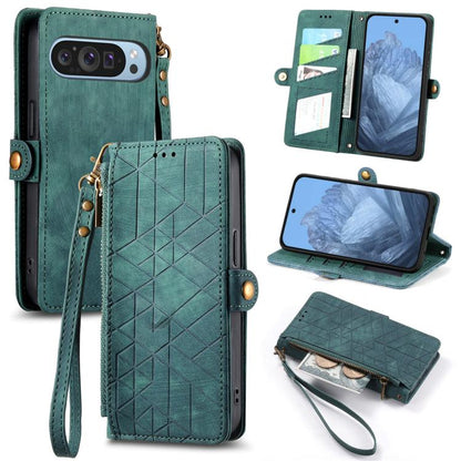 Geometric Zipper Wallet Side Buckle Leather Phone Case, For Google Pixel 10a, For Google Pixel 10 Pro XL, For Google Pixel 9a, For Google Pixel 9 Pro XL, For Google Pixel 8a, For Google Pixel 8 Pro, For Google Pixel 8, For Google Pixel 7a              ...