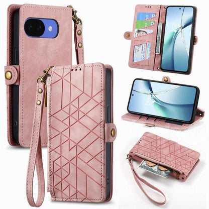 Geometric Zipper Wallet Side Buckle Leather Phone Case, For Google Pixel 10a, For Google Pixel 10 Pro XL, For Google Pixel 9a, For Google Pixel 9 Pro XL, For Google Pixel 8a, For Google Pixel 8 Pro, For Google Pixel 8, For Google Pixel 7a              ...