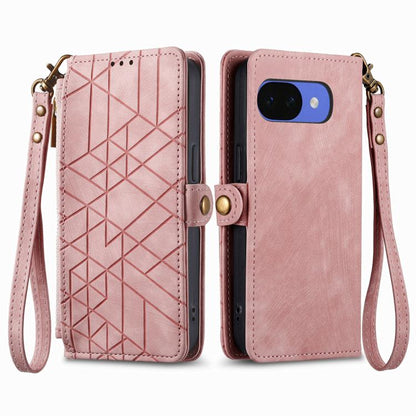 Geometric Zipper Wallet Side Buckle Leather Phone Case, For Google Pixel 10a, For Google Pixel 10 Pro XL, For Google Pixel 9a, For Google Pixel 9 Pro XL, For Google Pixel 8a, For Google Pixel 8 Pro, For Google Pixel 8, For Google Pixel 7a              ...