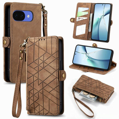 Geometric Zipper Wallet Side Buckle Leather Phone Case, For Google Pixel 10a, For Google Pixel 10 Pro XL, For Google Pixel 9a, For Google Pixel 9 Pro XL, For Google Pixel 8a, For Google Pixel 8 Pro, For Google Pixel 8, For Google Pixel 7a              ...