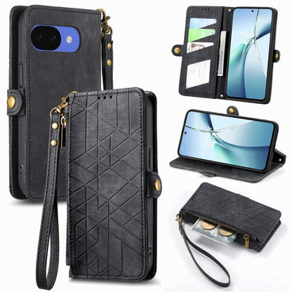 Geometric Zipper Wallet Side Buckle Leather Phone Case, For Google Pixel 10a, For Google Pixel 10 Pro XL, For Google Pixel 9a, For Google Pixel 9 Pro XL, For Google Pixel 8a, For Google Pixel 8 Pro, For Google Pixel 8, For Google Pixel 7a              ...