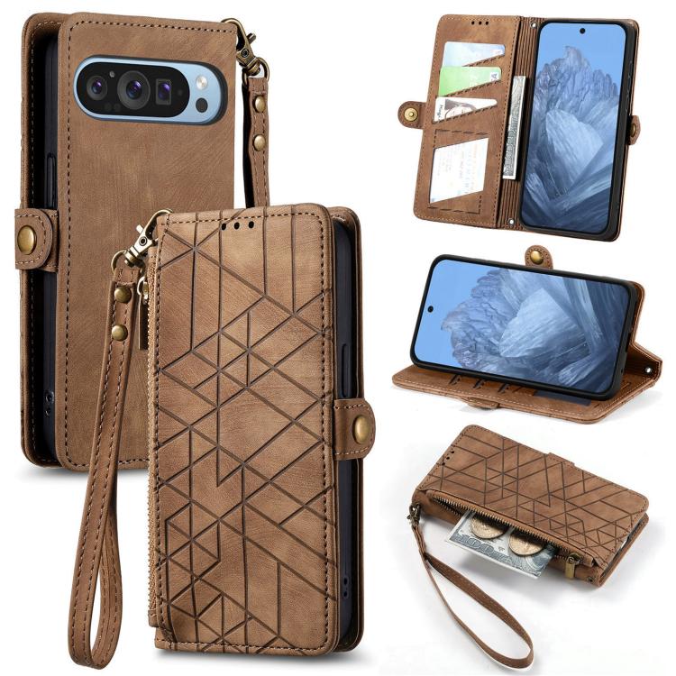 Geometric Zipper Wallet Side Buckle Leather Phone Case, For Google Pixel 11 Pro XL, For Google Pixel 10a, For Google Pixel 10 Pro XL, For Google Pixel 9a, For Google Pixel 9 Pro XL, For Google Pixel 8a, For Google Pixel 8 Pro, For Google Pixel 8       ...