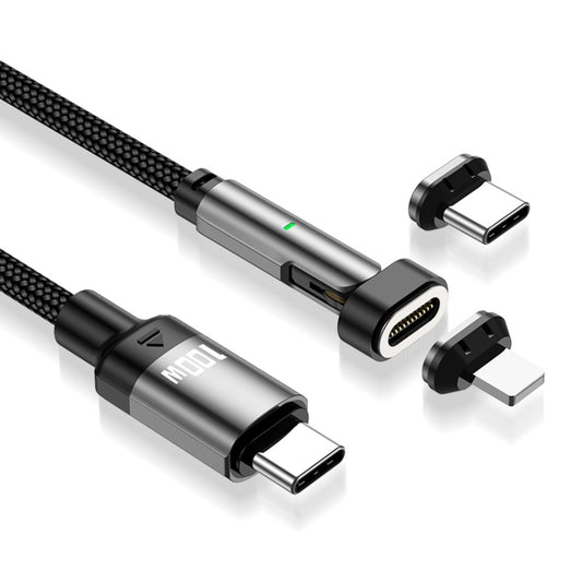 ENKAY 2 in 1 PD 100W / 27W 180 Degrees Rotation Magnetic Type-C / 8 Pin Fast Charging Data Cable with LED Light, 1m, 2m