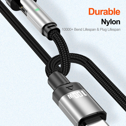 ENKAY 2 in 1 PD 100W / 27W 180 Degrees Rotation Magnetic Type-C / 8 Pin Fast Charging Data Cable with LED Light, 1m, 2m