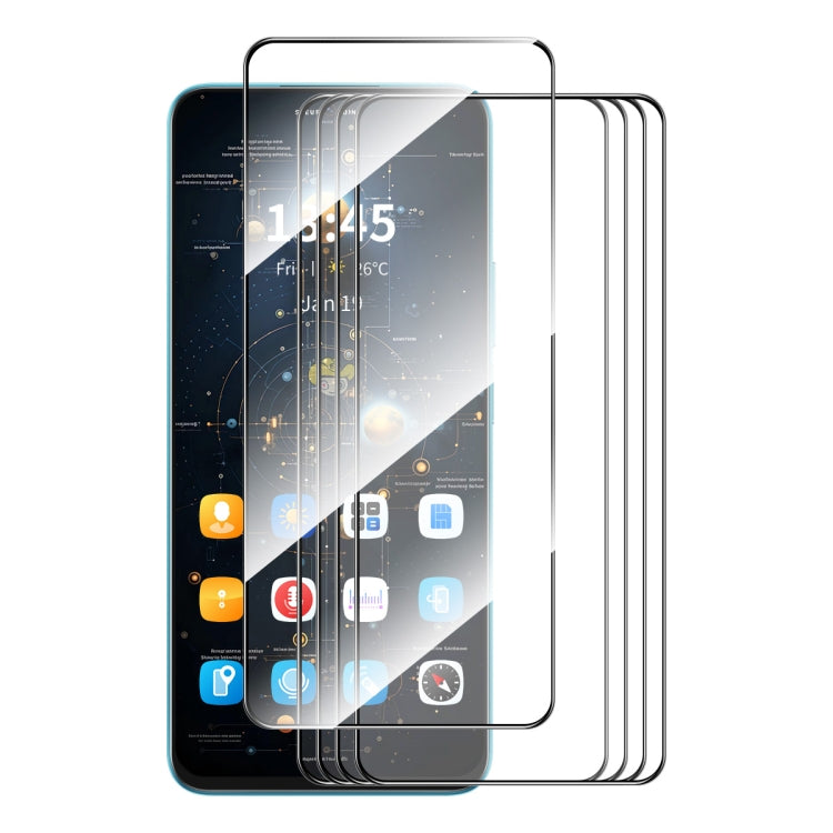 5pcs ENKAY Hat-Prince Full Glue High Aluminum-silicon Tempered Glass Film, For Xiaomi Poco M8 Power 5G, For Xiaomi Poco F9 Pro 5G, For Redmi Note 17 4G Global 171mm, For Redmi A7 4G 171.8mm, For Redmi 17C 4G, For Redmi 15a 5G                           ...