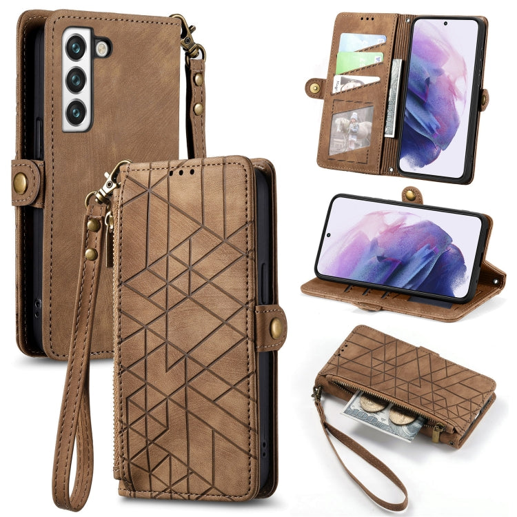 Geometric Zipper Wallet Side Buckle Leather Phone Case, For Samsung Galaxy S22 5G, For Samsung Galaxy A13 5G, For Samsung Galaxy A41, For Samsung Galaxy A22 4G, For Samsung Galaxy A22 5G, For Samsung Galaxy S21 FE 5G, For Samsung Galaxy A32 4G���������...