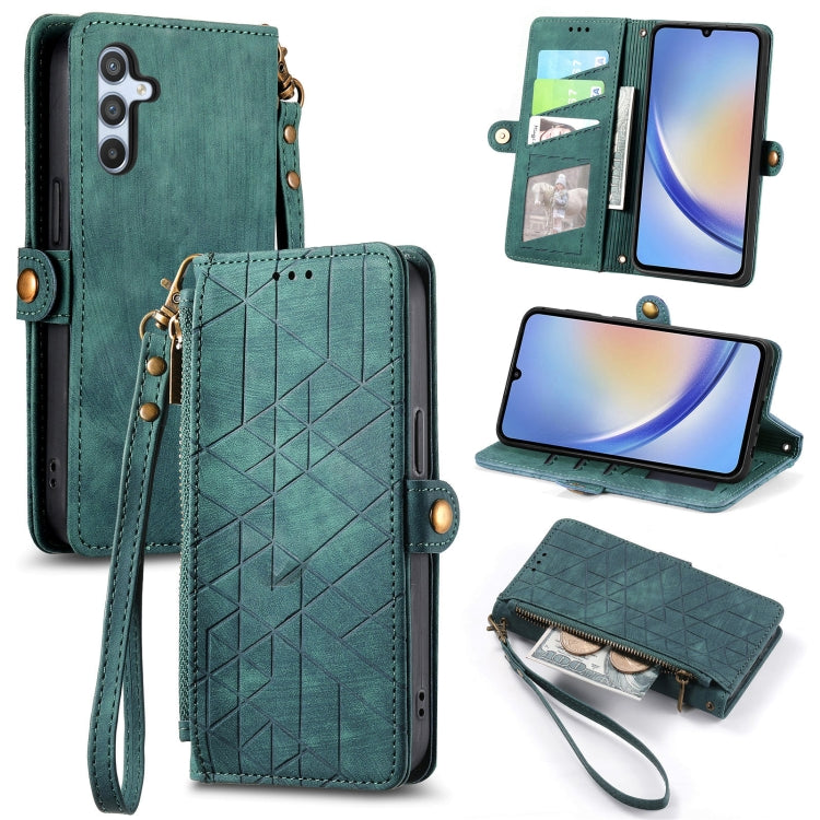 Geometric Zipper Wallet Side Buckle Leather Phone Case, For Samsung Galaxy S22 5G, For Samsung Galaxy A13 5G, For Samsung Galaxy A41, For Samsung Galaxy A22 4G, For Samsung Galaxy A22 5G, For Samsung Galaxy S21 FE 5G, For Samsung Galaxy A32 4G���������...