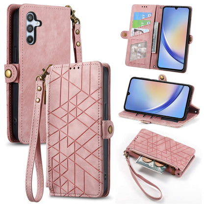 Geometric Zipper Wallet Side Buckle Leather Phone Case, For Samsung Galaxy S22 5G, For Samsung Galaxy A13 5G, For Samsung Galaxy A41, For Samsung Galaxy A22 4G, For Samsung Galaxy A22 5G, For Samsung Galaxy S21 FE 5G, For Samsung Galaxy A32 4G���������...