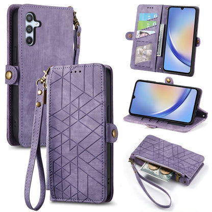 Geometric Zipper Wallet Side Buckle Leather Phone Case, For Samsung Galaxy S25 Edge 5G, For Samsung Galaxy A36 5G, For Samsung Galaxy S25 5G, For Samsung Galaxy S25+ 5G, For Samsung Galaxy S25 Ultra 5G, For Samsung Galaxy C55, For Samsung Galaxy M55���...