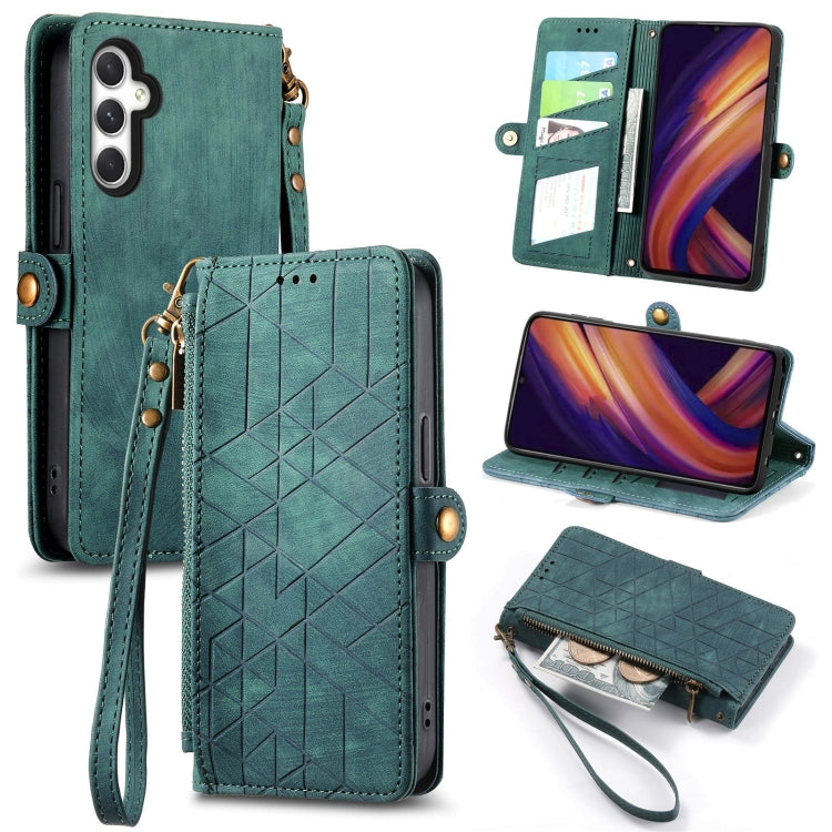 Geometric Zipper Wallet Side Buckle Leather Phone Case, For Samsung Galaxy S25 Edge 5G, For Samsung Galaxy A36 5G, For Samsung Galaxy S25 5G, For Samsung Galaxy S25+ 5G, For Samsung Galaxy S25 Ultra 5G, For Samsung Galaxy C55, For Samsung Galaxy M55���...