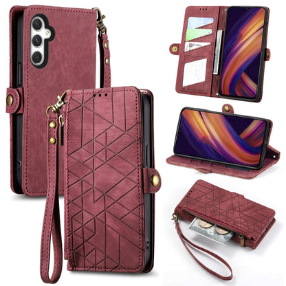 Geometric Zipper Wallet Side Buckle Leather Phone Case, For Samsung Galaxy S25 Edge 5G, For Samsung Galaxy A36 5G, For Samsung Galaxy S25 5G, For Samsung Galaxy S25+ 5G, For Samsung Galaxy S25 Ultra 5G, For Samsung Galaxy C55, For Samsung Galaxy M55���...