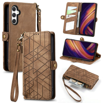 Geometric Zipper Wallet Side Buckle Leather Phone Case, For Samsung Galaxy S25 Edge 5G, For Samsung Galaxy A36 5G, For Samsung Galaxy S25 5G, For Samsung Galaxy S25+ 5G, For Samsung Galaxy S25 Ultra 5G, For Samsung Galaxy C55, For Samsung Galaxy M55���...