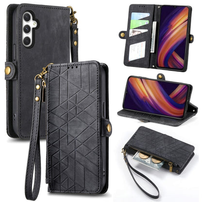 Geometric Zipper Wallet Side Buckle Leather Phone Case, For Samsung Galaxy S25 Edge 5G, For Samsung Galaxy A36 5G, For Samsung Galaxy S25 5G, For Samsung Galaxy S25+ 5G, For Samsung Galaxy S25 Ultra 5G, For Samsung Galaxy C55, For Samsung Galaxy M55���...