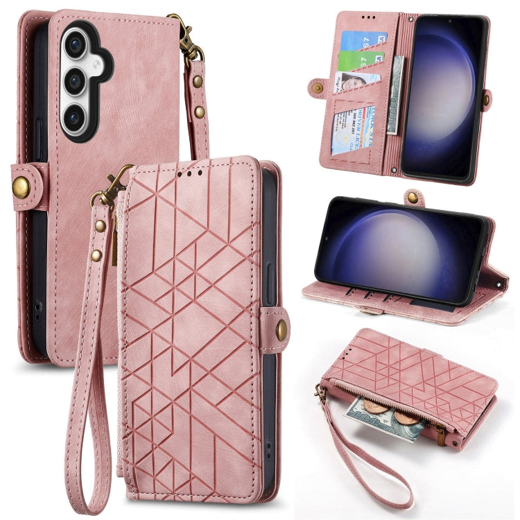 Geometric Zipper Wallet Side Buckle Leather Phone Case, For Samsung Galaxy S25 Edge 5G, For Samsung Galaxy A36 5G, For Samsung Galaxy S25 5G, For Samsung Galaxy S25+ 5G, For Samsung Galaxy S25 Ultra 5G, For Samsung Galaxy C55, For Samsung Galaxy M55���...