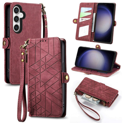 Geometric Zipper Wallet Side Buckle Leather Phone Case, For Samsung Galaxy S25 Edge 5G, For Samsung Galaxy A36 5G, For Samsung Galaxy S25 5G, For Samsung Galaxy S25+ 5G, For Samsung Galaxy S25 Ultra 5G, For Samsung Galaxy C55, For Samsung Galaxy M55���...