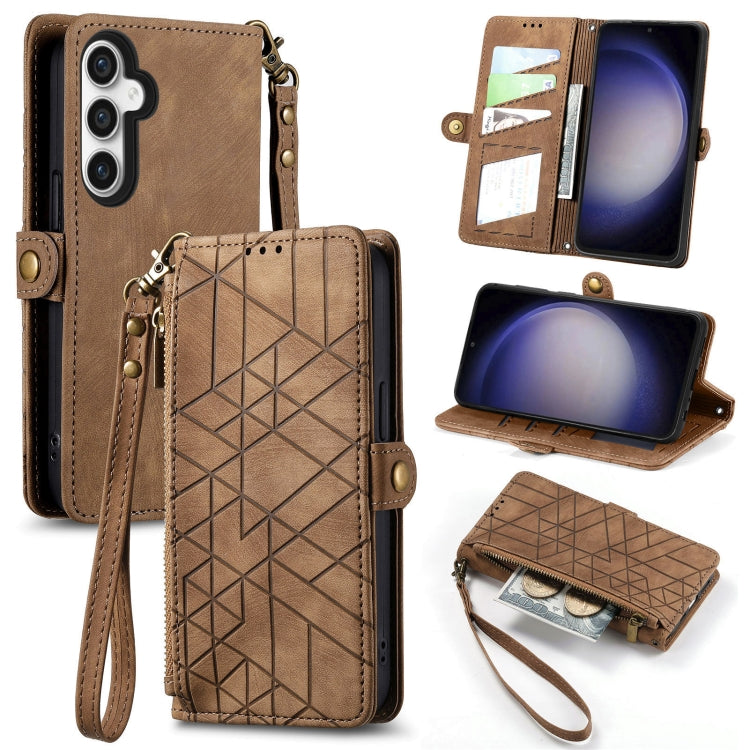 Geometric Zipper Wallet Side Buckle Leather Phone Case, For Samsung Galaxy S25 Edge 5G, For Samsung Galaxy A36 5G, For Samsung Galaxy S25 5G, For Samsung Galaxy S25+ 5G, For Samsung Galaxy S25 Ultra 5G, For Samsung Galaxy C55, For Samsung Galaxy M55���...