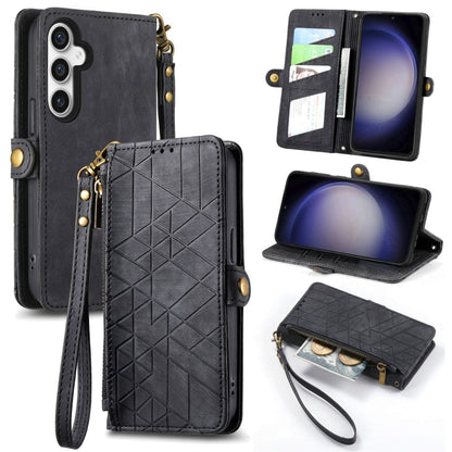 Geometric Zipper Wallet Side Buckle Leather Phone Case, For Samsung Galaxy S25 Edge 5G, For Samsung Galaxy A36 5G, For Samsung Galaxy S25 5G, For Samsung Galaxy S25+ 5G, For Samsung Galaxy S25 Ultra 5G, For Samsung Galaxy C55, For Samsung Galaxy M55���...