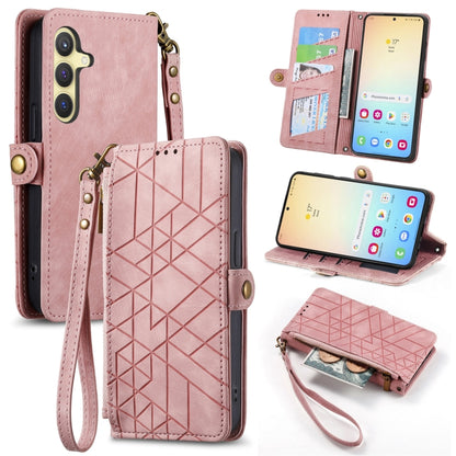 Geometric Zipper Wallet Side Buckle Leather Phone Case, For Samsung Galaxy S25 Edge 5G, For Samsung Galaxy A36 5G, For Samsung Galaxy S25 5G, For Samsung Galaxy S25+ 5G, For Samsung Galaxy S25 Ultra 5G, For Samsung Galaxy C55, For Samsung Galaxy M55���...