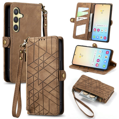 Geometric Zipper Wallet Side Buckle Leather Phone Case, For Samsung Galaxy S25 Edge 5G, For Samsung Galaxy A36 5G, For Samsung Galaxy S25 5G, For Samsung Galaxy S25+ 5G, For Samsung Galaxy S25 Ultra 5G, For Samsung Galaxy C55, For Samsung Galaxy M55���...