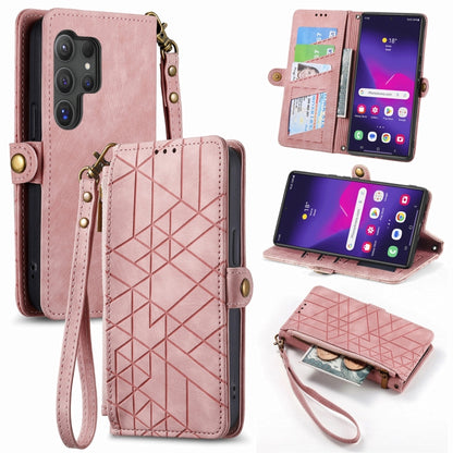 Geometric Zipper Wallet Side Buckle Leather Phone Case, For Samsung Galaxy S25 Edge 5G, For Samsung Galaxy A36 5G, For Samsung Galaxy S25 5G, For Samsung Galaxy S25+ 5G, For Samsung Galaxy S25 Ultra 5G, For Samsung Galaxy C55, For Samsung Galaxy M55���...