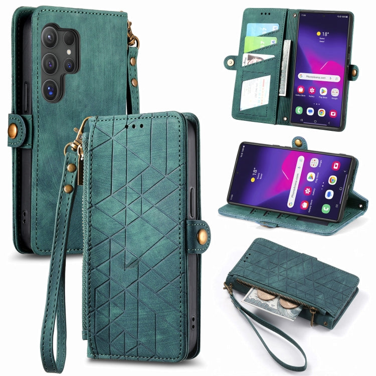 Geometric Zipper Wallet Side Buckle Leather Phone Case, For Samsung Galaxy S25 Edge 5G, For Samsung Galaxy A36 5G, For Samsung Galaxy S25 5G, For Samsung Galaxy S25+ 5G, For Samsung Galaxy S25 Ultra 5G, For Samsung Galaxy C55, For Samsung Galaxy M55���...