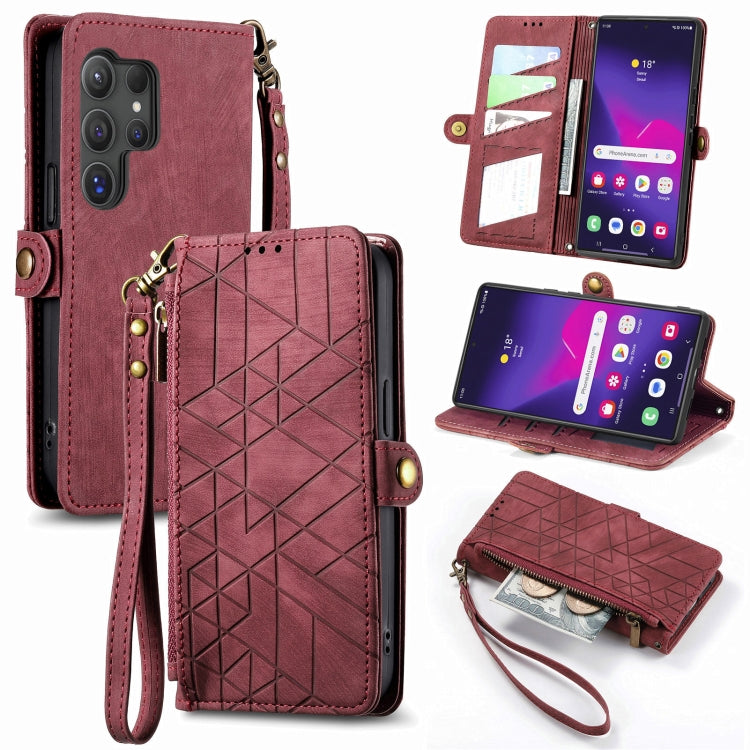 Geometric Zipper Wallet Side Buckle Leather Phone Case, For Samsung Galaxy S25 Edge 5G, For Samsung Galaxy A36 5G, For Samsung Galaxy S25 5G, For Samsung Galaxy S25+ 5G, For Samsung Galaxy S25 Ultra 5G, For Samsung Galaxy C55, For Samsung Galaxy M55���...