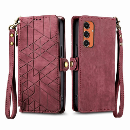 Geometric Zipper Wallet Side Buckle Leather Phone Case, For Samsung Galaxy S25 Edge 5G, For Samsung Galaxy A36 5G, For Samsung Galaxy S25 5G, For Samsung Galaxy S25+ 5G, For Samsung Galaxy S25 Ultra 5G, For Samsung Galaxy C55, For Samsung Galaxy M55���...