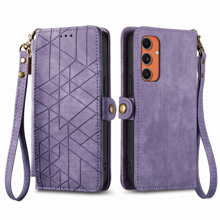 Geometric Zipper Wallet Side Buckle Leather Phone Case, For Samsung Galaxy S25 Edge 5G, For Samsung Galaxy A36 5G, For Samsung Galaxy S25 5G, For Samsung Galaxy S25+ 5G, For Samsung Galaxy S25 Ultra 5G, For Samsung Galaxy C55, For Samsung Galaxy M55���...