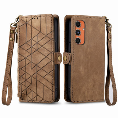 Geometric Zipper Wallet Side Buckle Leather Phone Case, For Samsung Galaxy S25 Edge 5G, For Samsung Galaxy A36 5G, For Samsung Galaxy S25 5G, For Samsung Galaxy S25+ 5G, For Samsung Galaxy S25 Ultra 5G, For Samsung Galaxy C55, For Samsung Galaxy M55���...