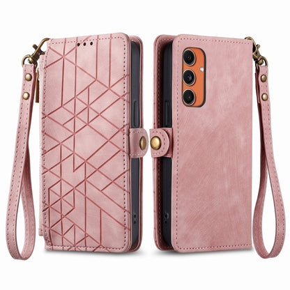 Geometric Zipper Wallet Side Buckle Leather Phone Case, For Samsung Galaxy S25 Edge 5G, For Samsung Galaxy A36 5G, For Samsung Galaxy S25 5G, For Samsung Galaxy S25+ 5G, For Samsung Galaxy S25 Ultra 5G, For Samsung Galaxy C55, For Samsung Galaxy M55���...