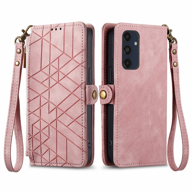 Geometric Zipper Wallet Side Buckle Leather Phone Case, For Samsung Galaxy S25 Edge 5G, For Samsung Galaxy A36 5G, For Samsung Galaxy S25 5G, For Samsung Galaxy S25+ 5G, For Samsung Galaxy S25 Ultra 5G, For Samsung Galaxy C55, For Samsung Galaxy M55���...