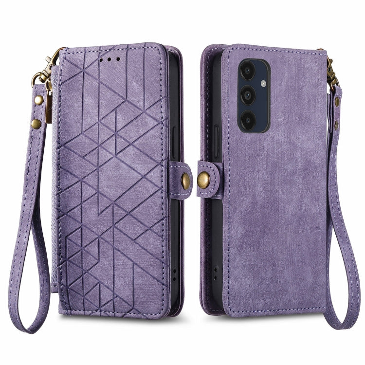 Geometric Zipper Wallet Side Buckle Leather Phone Case, For Samsung Galaxy S25 Edge 5G, For Samsung Galaxy A36 5G, For Samsung Galaxy S25 5G, For Samsung Galaxy S25+ 5G, For Samsung Galaxy S25 Ultra 5G, For Samsung Galaxy C55, For Samsung Galaxy M55���...