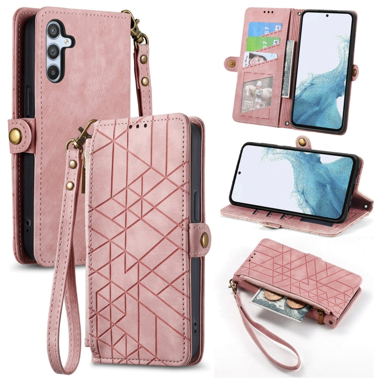 Geometric Zipper Wallet Side Buckle Leather Phone Case, For Samsung Galaxy S25 Edge 5G, For Samsung Galaxy A36 5G, For Samsung Galaxy S25 5G, For Samsung Galaxy S25+ 5G, For Samsung Galaxy S25 Ultra 5G, For Samsung Galaxy C55, For Samsung Galaxy M55���...