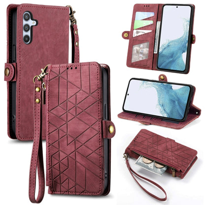 Geometric Zipper Wallet Side Buckle Leather Phone Case, For Samsung Galaxy S25 Edge 5G, For Samsung Galaxy A36 5G, For Samsung Galaxy S25 5G, For Samsung Galaxy S25+ 5G, For Samsung Galaxy S25 Ultra 5G, For Samsung Galaxy C55, For Samsung Galaxy M55���...