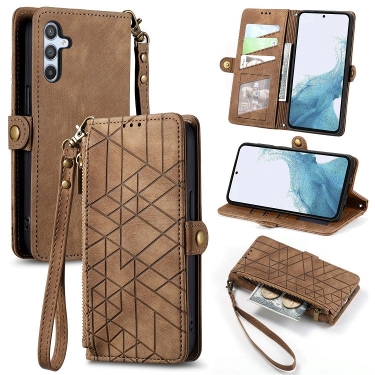 Geometric Zipper Wallet Side Buckle Leather Phone Case, For Samsung Galaxy S25 Edge 5G, For Samsung Galaxy A36 5G, For Samsung Galaxy S25 5G, For Samsung Galaxy S25+ 5G, For Samsung Galaxy S25 Ultra 5G, For Samsung Galaxy C55, For Samsung Galaxy M55���...