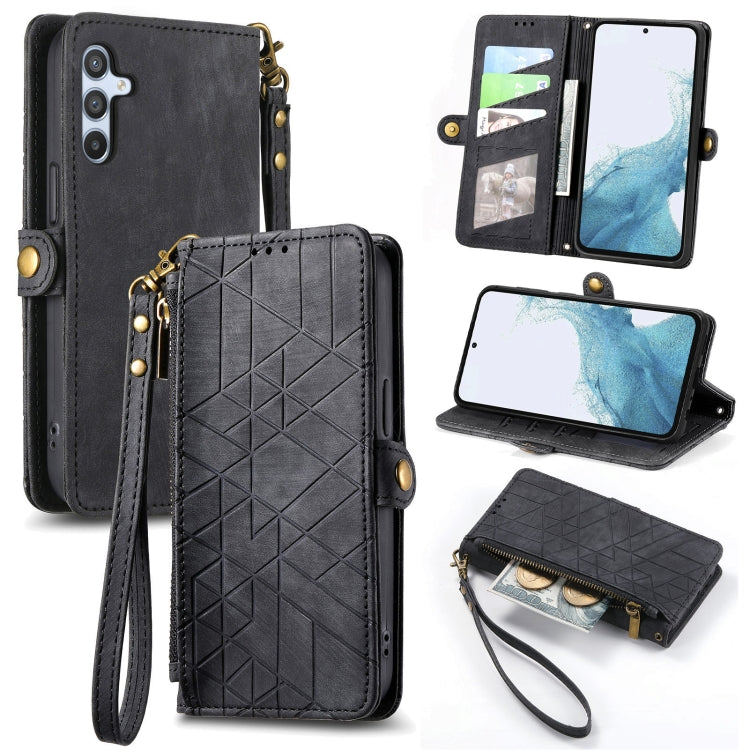 Geometric Zipper Wallet Side Buckle Leather Phone Case, For Samsung Galaxy S25 Edge 5G, For Samsung Galaxy A36 5G, For Samsung Galaxy S25 5G, For Samsung Galaxy S25+ 5G, For Samsung Galaxy S25 Ultra 5G, For Samsung Galaxy C55, For Samsung Galaxy M55���...